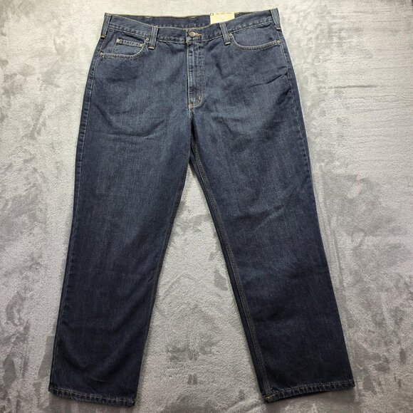 Carhartt Holter Jeans Mens 40x30 Blue Relaxed Fit Straight Leg Workwear 101483 - Picture 2 of 11